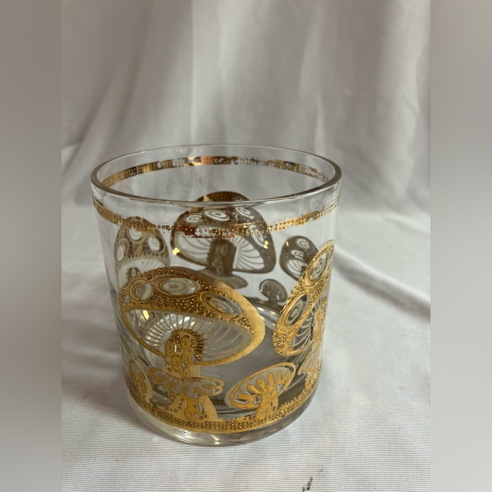 Vintage Culver Inspired Mushroom Glass with Gold Design - Picture 5 of 10